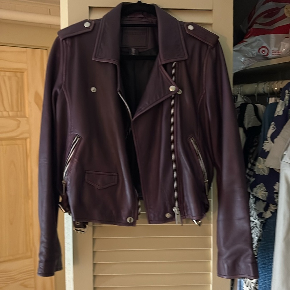 Amaryllis purple/eggplant leather jacket size M